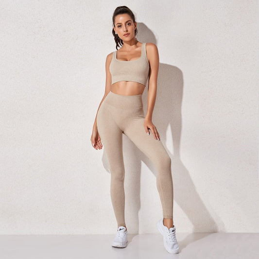 Women's sportswear High Waist Sports Bra+ Legging Gym Clothing Seamless Fitness Yoga Suit Stretchy Workout Set Padded Sport